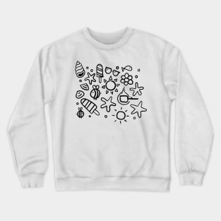 summer items sun ice cream bee seastar sea elements warm Crewneck Sweatshirt